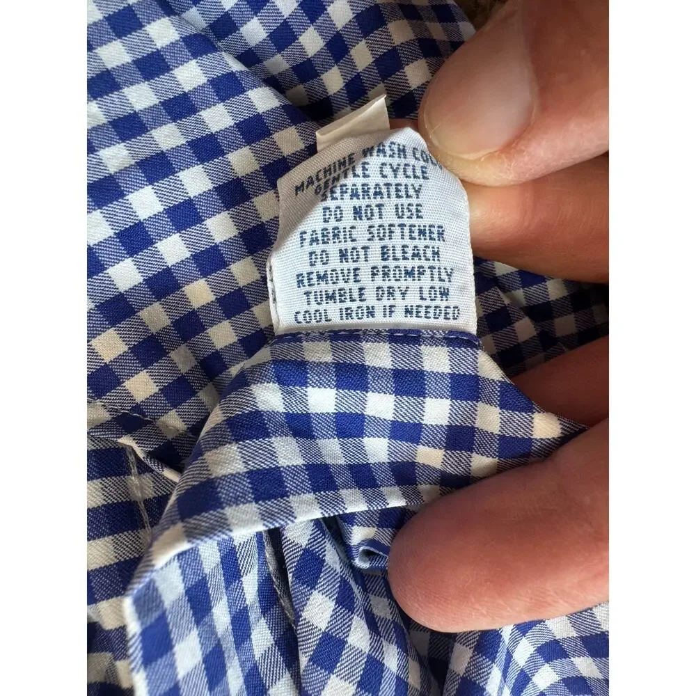 Ralph Lauren Performance Shirt Mens L Blue Gingham Check Stretch Long Sleeve